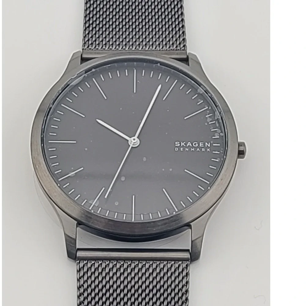 Skagen Grenen Men's Watch Gunmetal Mesh Steel Black Dial SKW6553 New